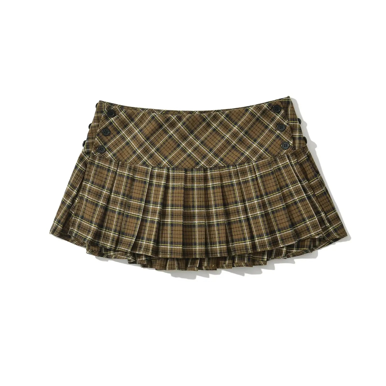 Women Y2K Plaid Pleated Mini Skirt Vintage Preppy Style Summer Skirt