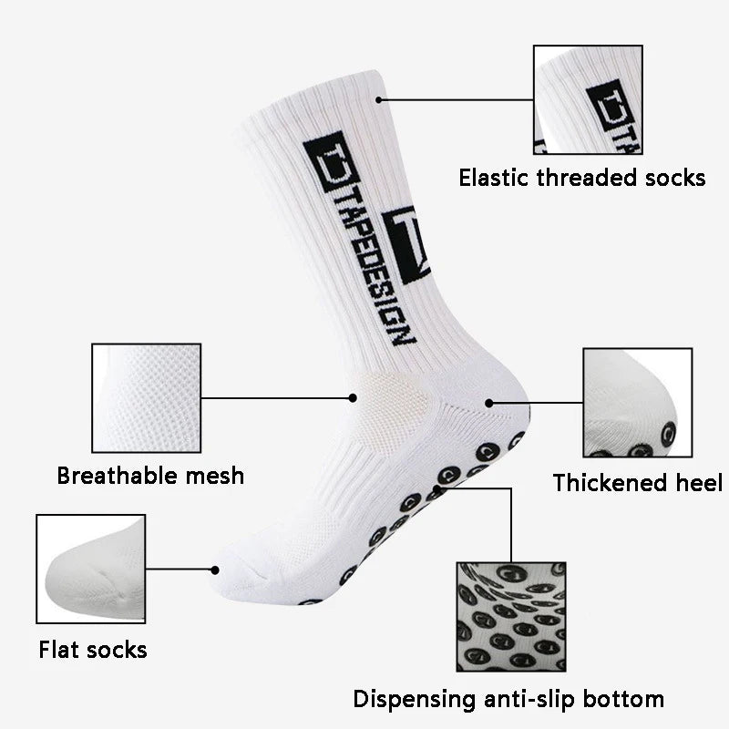 Anti Slip Football Socks Mid Calf Non Slip Grip Socks Men Women Sports Cycling Running Yoga Socks 1 Pair