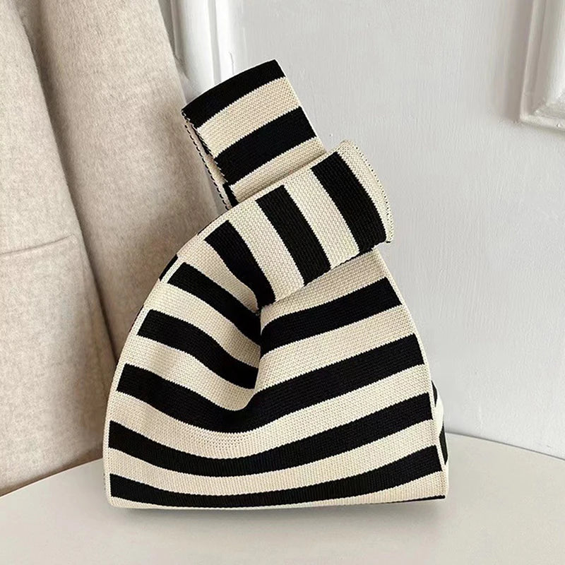 Handmade Knit Knot Handbag Style Mini Wrist Tote Bag for Women