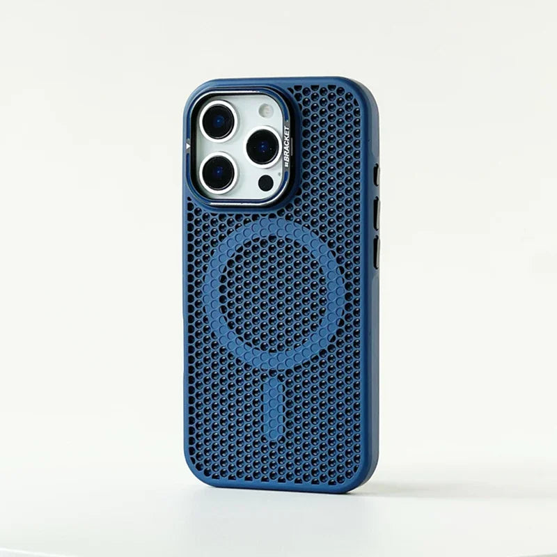 Mesh Cooling MagSafe Alloy Lens Wireless Charging iPhone Case
