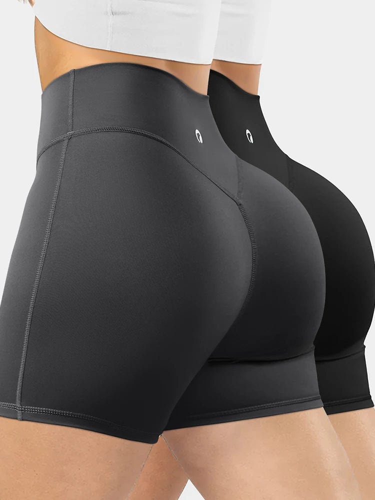 Women’s High Waist Breathable Yoga Shorts Elastic Running Gym Workout Shorts