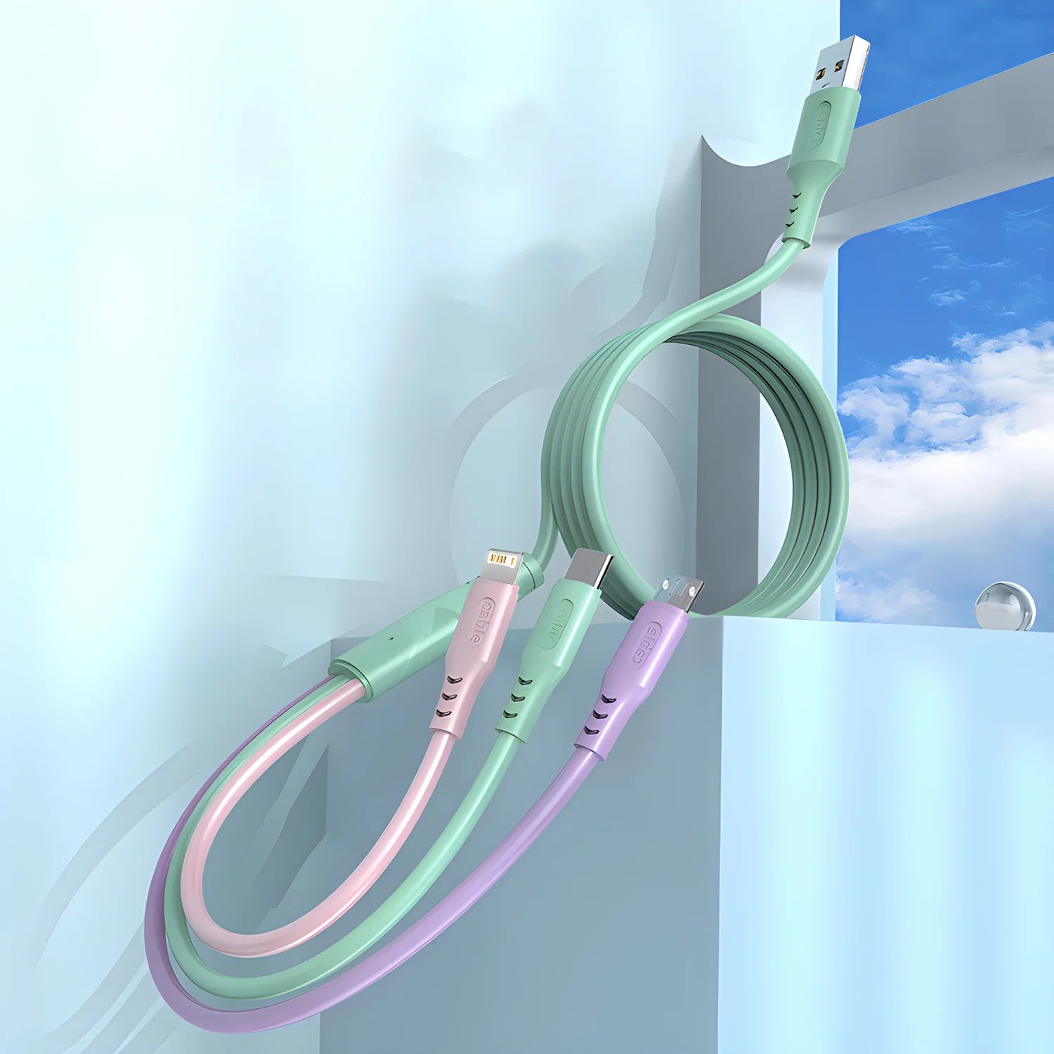 3 in 1 Multi USB Charging Cable Type C Micro Fast Charging Cable