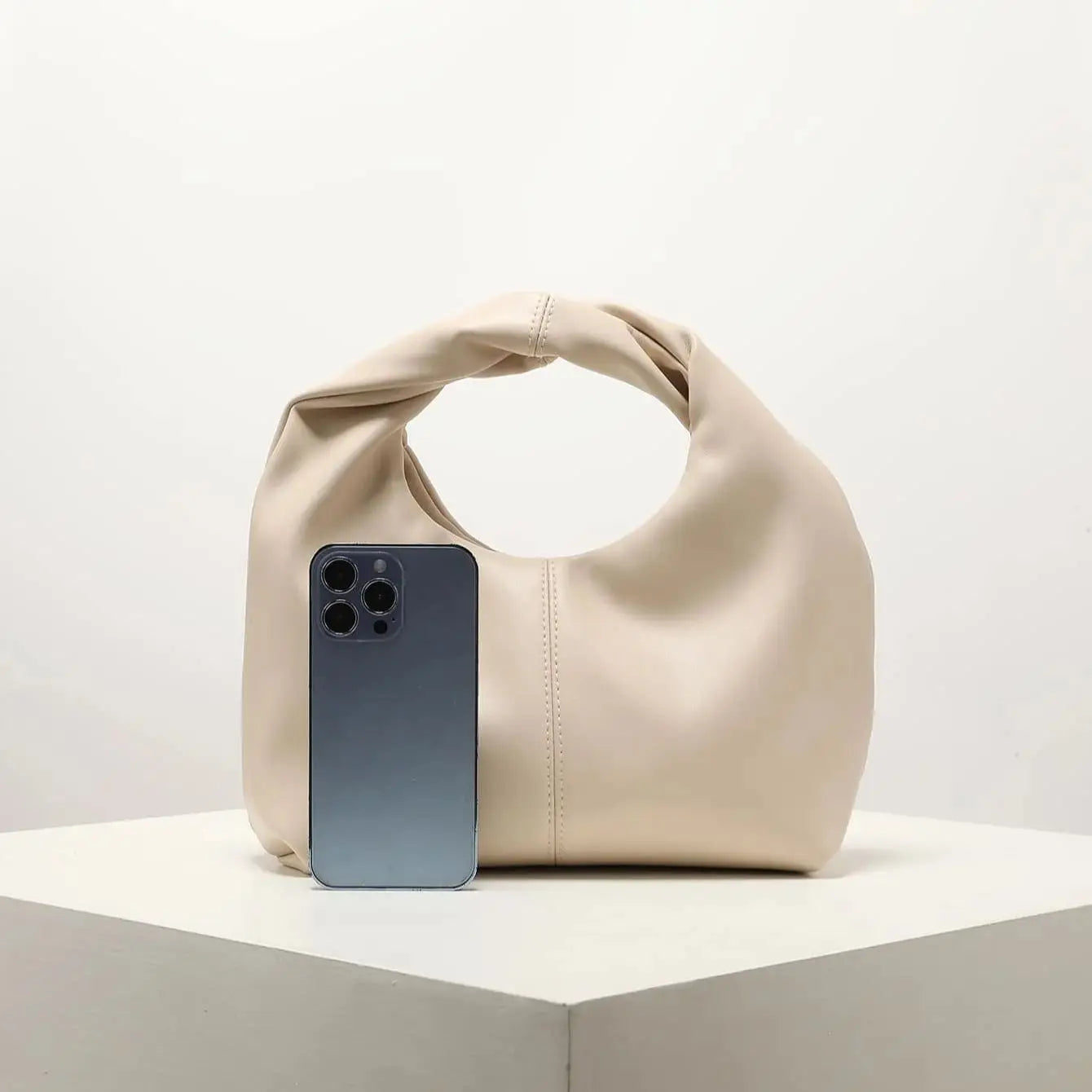 Women Twist Square Clutch Bag Simple Solid Color Shoulder Handbag