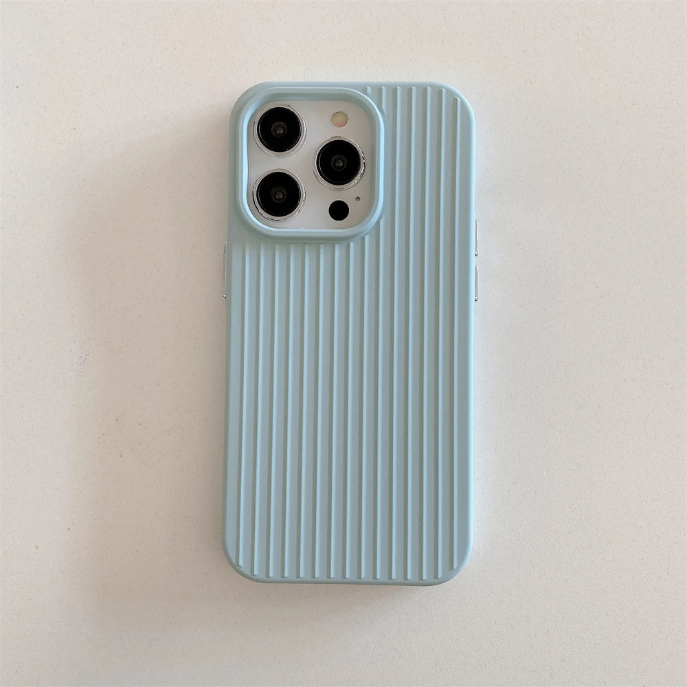 Macaron Ribbed Solid Color Durable iPhone Case