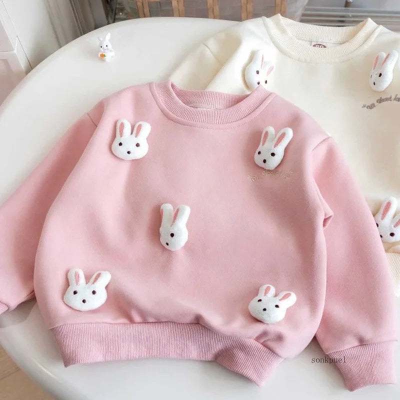 Girls Rabbit Pullover Sweatshirt Cute 3D Cartoon Spring Autumn Top