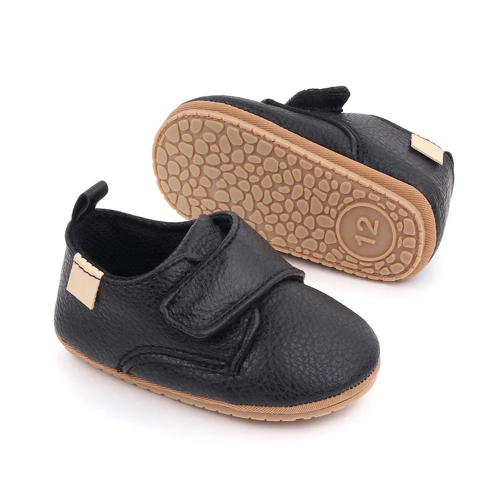 Newborn Baby Leather Shoes Anti Slip Rubber Sole First Walker Moccasins