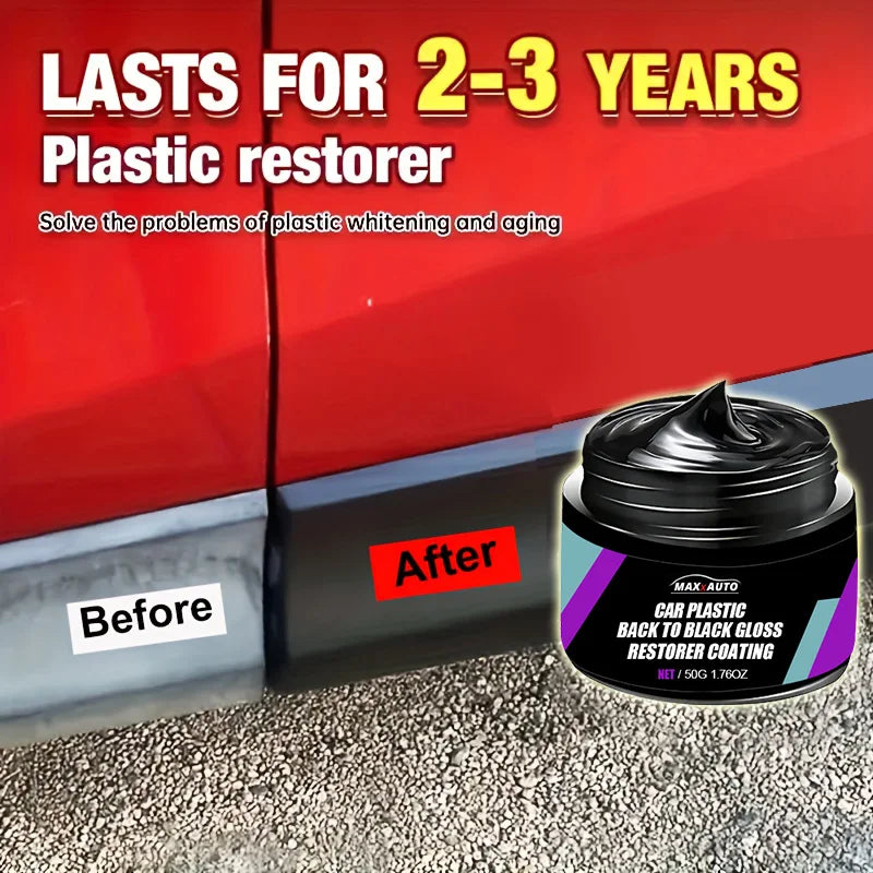 Car Plastic Restorer Cream – Restore Faded Trim to Deep Black Shine