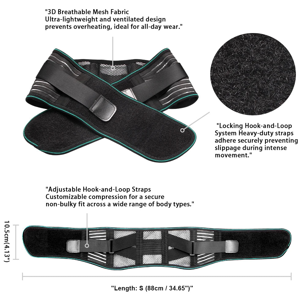 Lower Back Brace Lumbar Support Belt Adjustable Sciatica Pain Relief