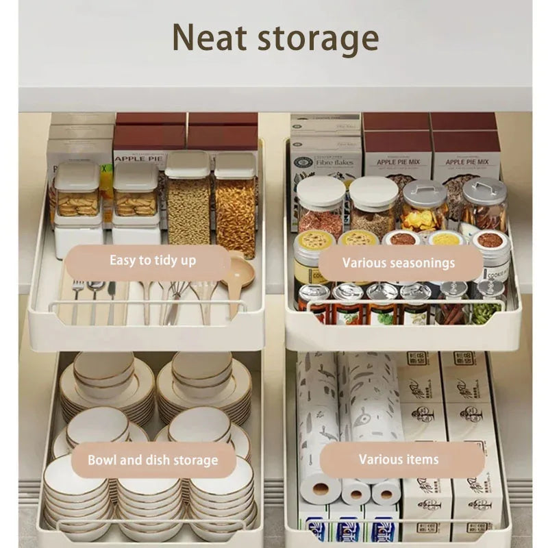 Pull Out Kitchen Storage Rack Sliding Drawer Spice Organizer Shelf Cabinet Tray