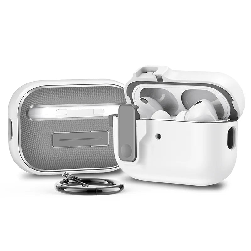 AirPods 4/3/Pro Case Shockproof Protective Cover with Lock Buckle & Keychain Silicone Sleeve