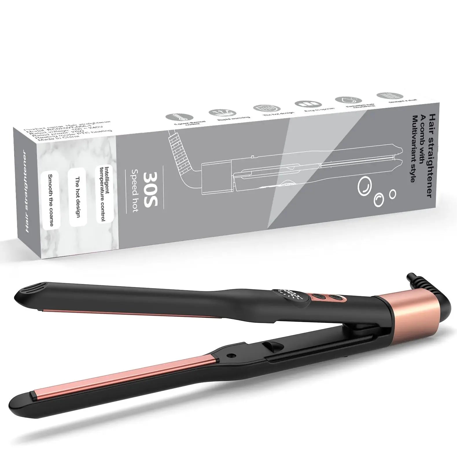 Mini Flat Iron Hair Straightener 1/3 Inch Pencil Travel Portable 2-in-1 Curler Straightener