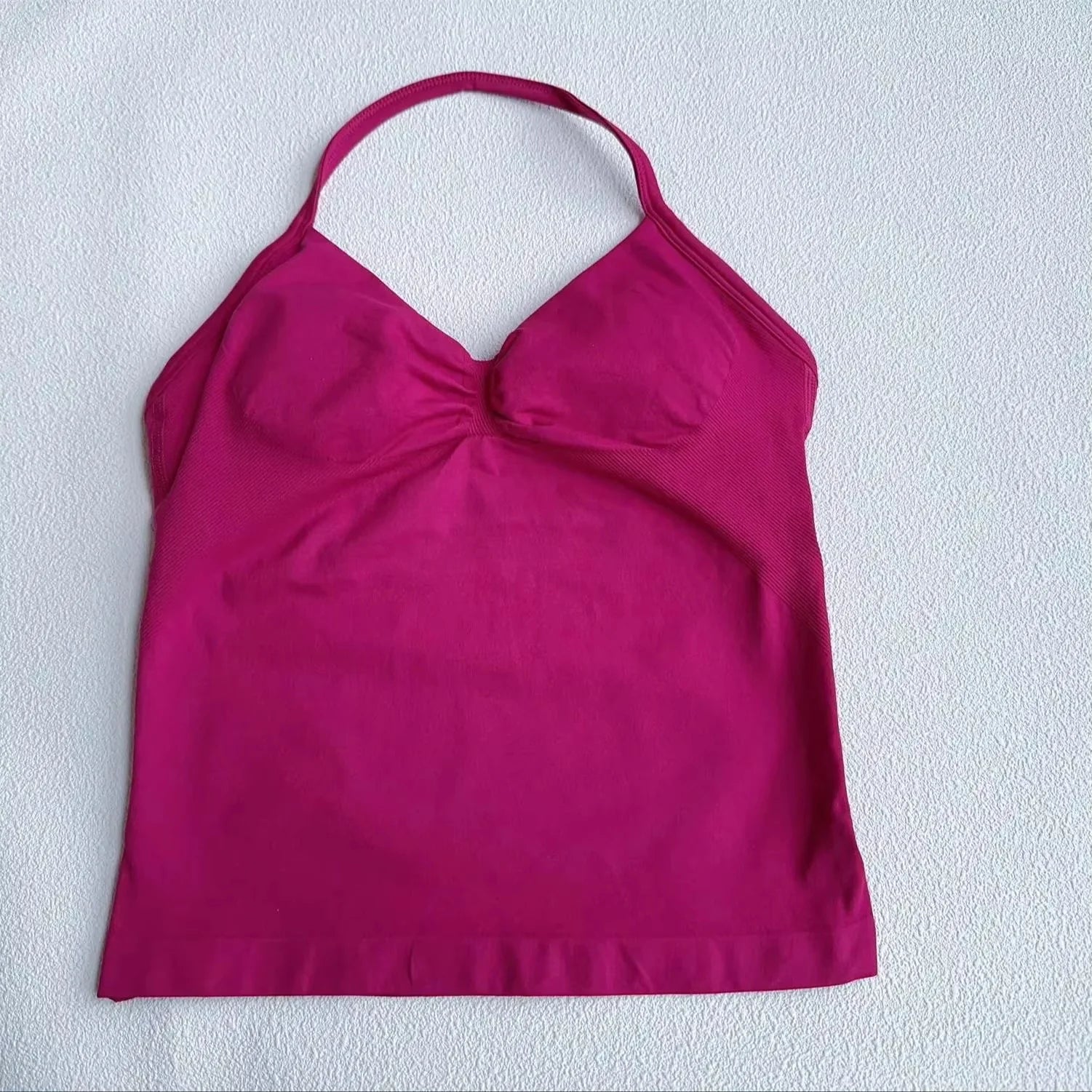 Longline Halter Yoga Tank Top Women Padded Strappy Gym Workout Sportswear