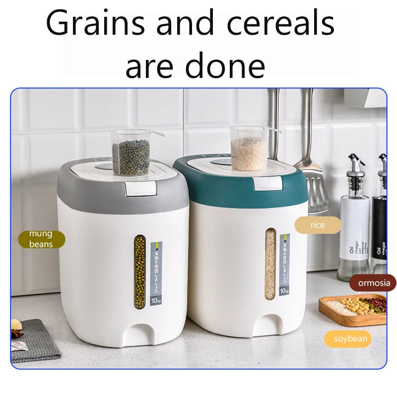 5kg 10kg Rice Dispenser Storage Container Kitchen Grain Organizer Box