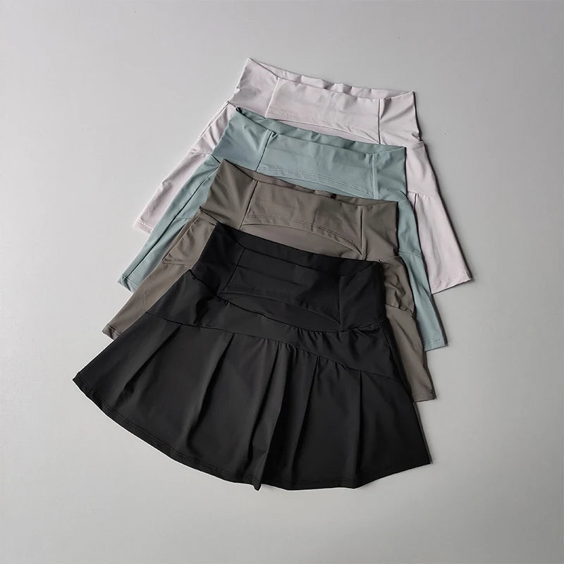Women High Waist Sports Skirt Quick Dry Tennis Golf Yoga Running Skort