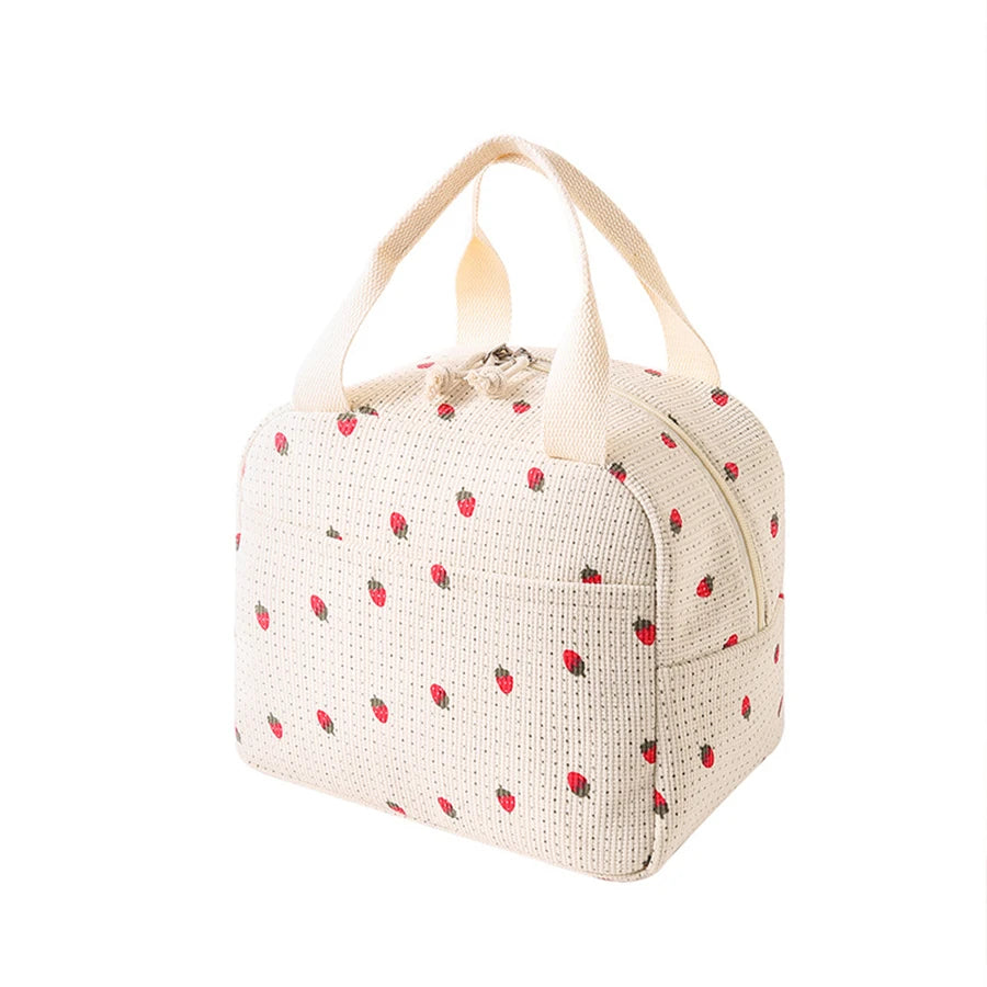 Floral Insulated Lunch Bag Waterproof Portable Office Cooler Bag