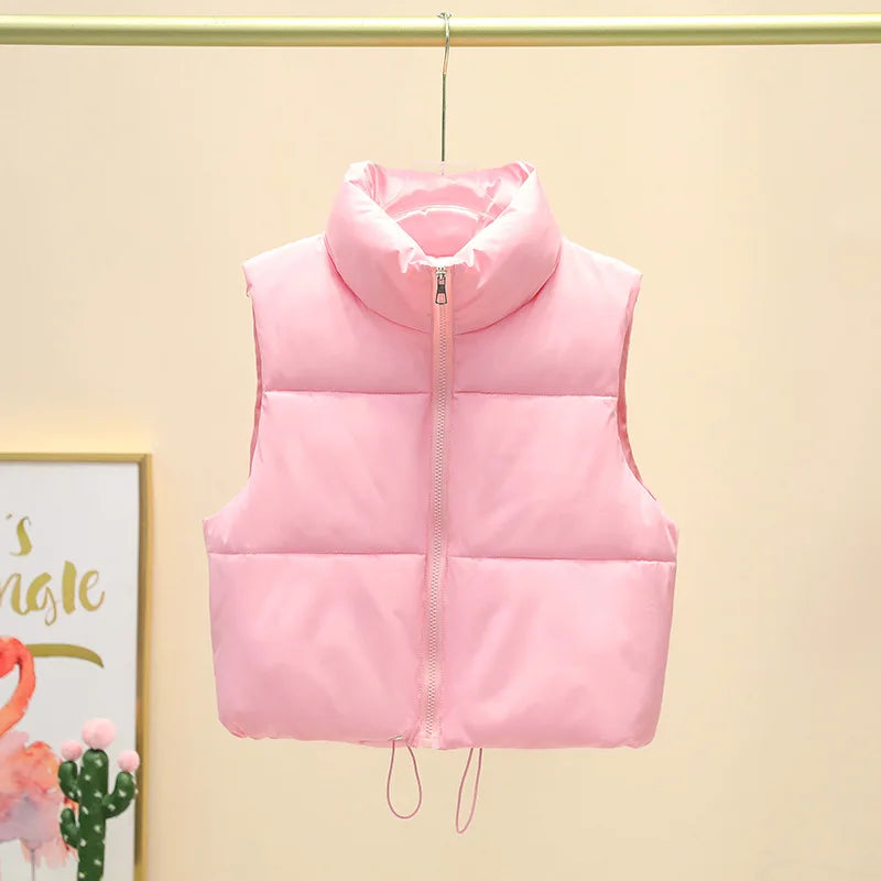 Women’s Cropped Puffer Vest Warm Sleeveless Winter Jacket