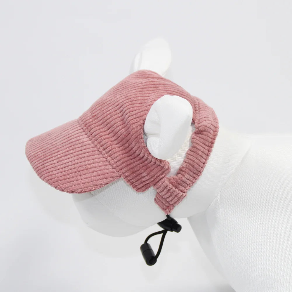 Adjustable Corduroy Dog Baseball Cap Sun Hat for Small Large Dogs