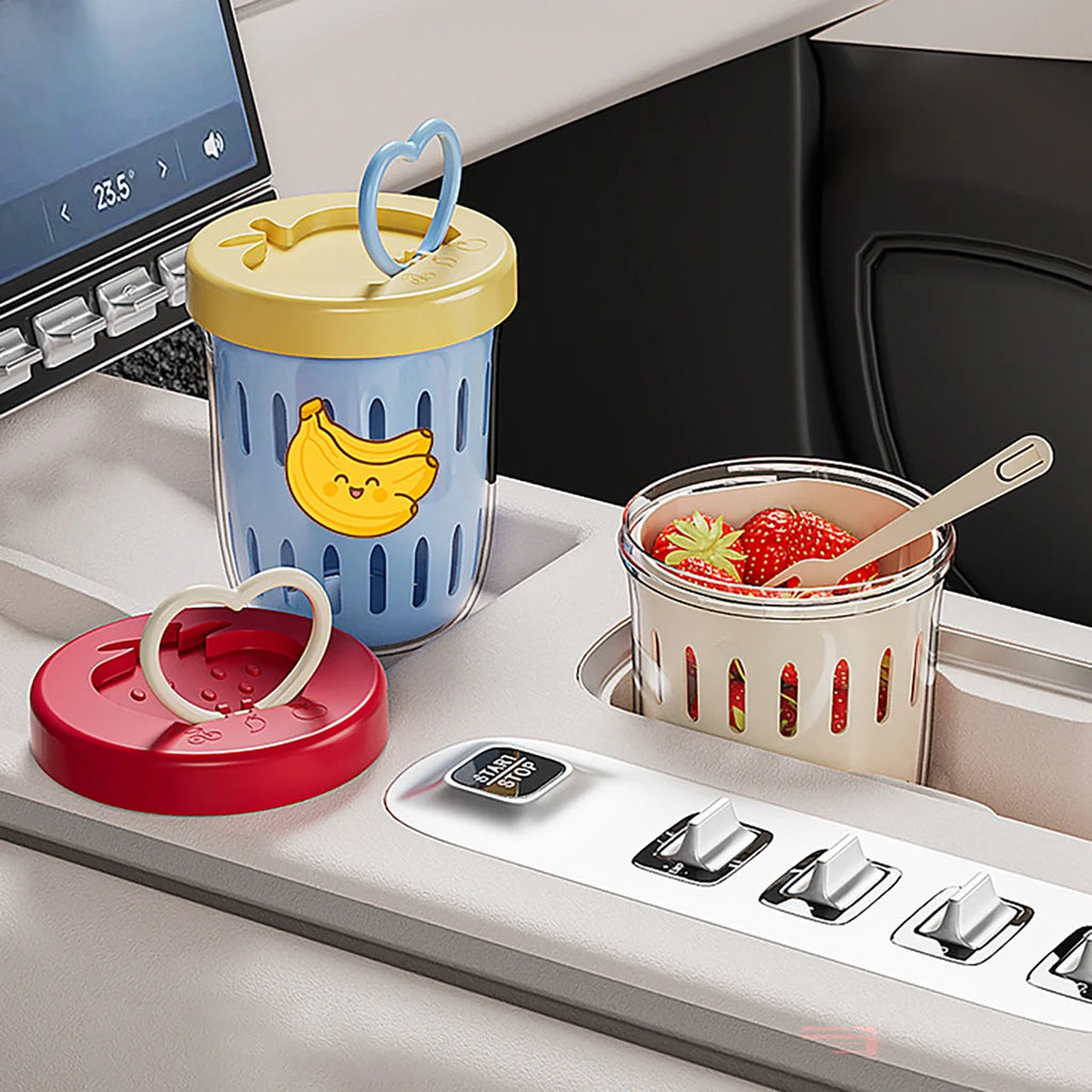 Double Wall Salad Cup Portable Leak Proof Oat Fruit Container with Fork Handle
