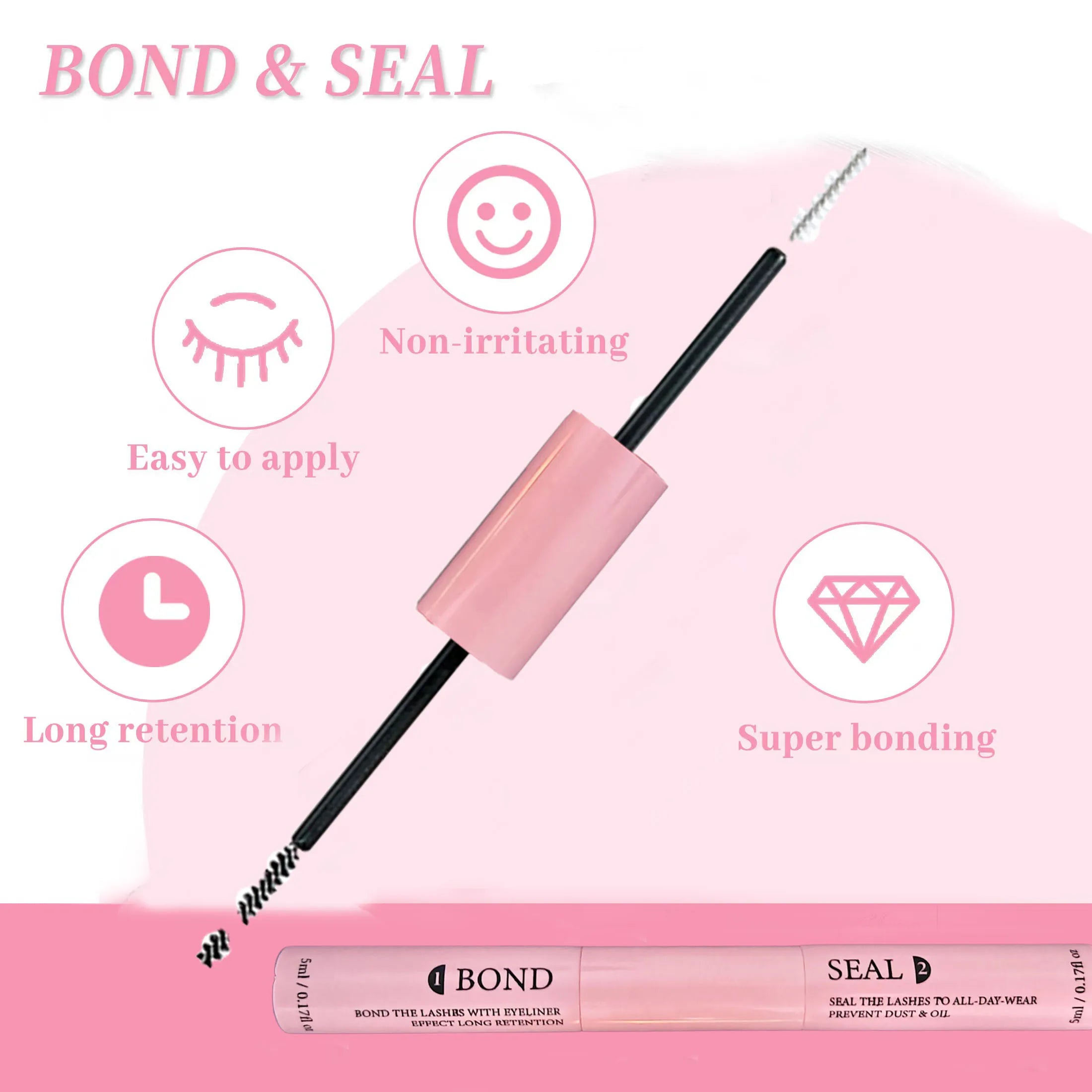 Lash Bond & Seal Kit – Eyelash Extension Glue Set with Tweezers for Long Lasting Lash Hold