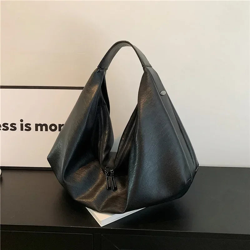 Women Large Black Hobo Shoulder Bag Soft Leather Tote Crossbody Travel Handbag