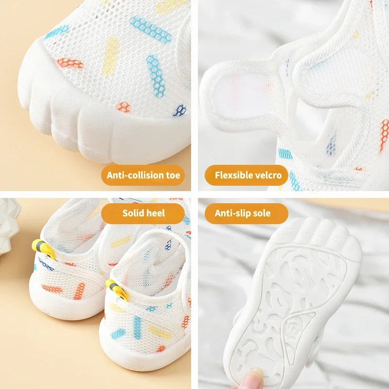 Kids Summer Mesh Sandals Breathable Anti-Slip Soft Sole Baby Shoes Lightweight First Walkers Toddler Sandals 1–4T