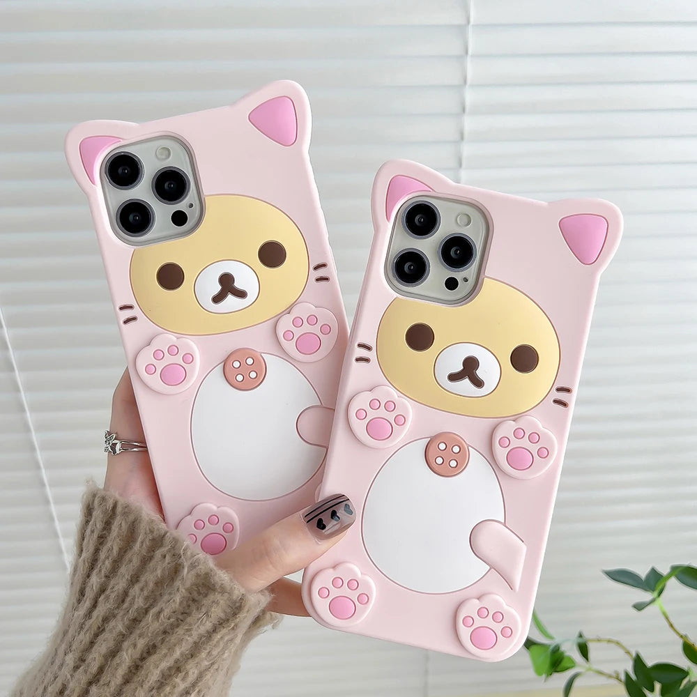 3D Rilakkuma Bear Kawaii Soft Silicone iPhone Case