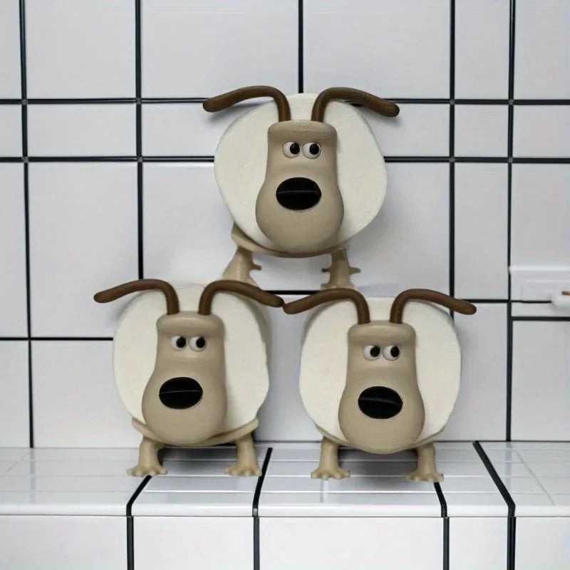 Puppy Toilet Paper Holder Cute Bathroom Storage Decor