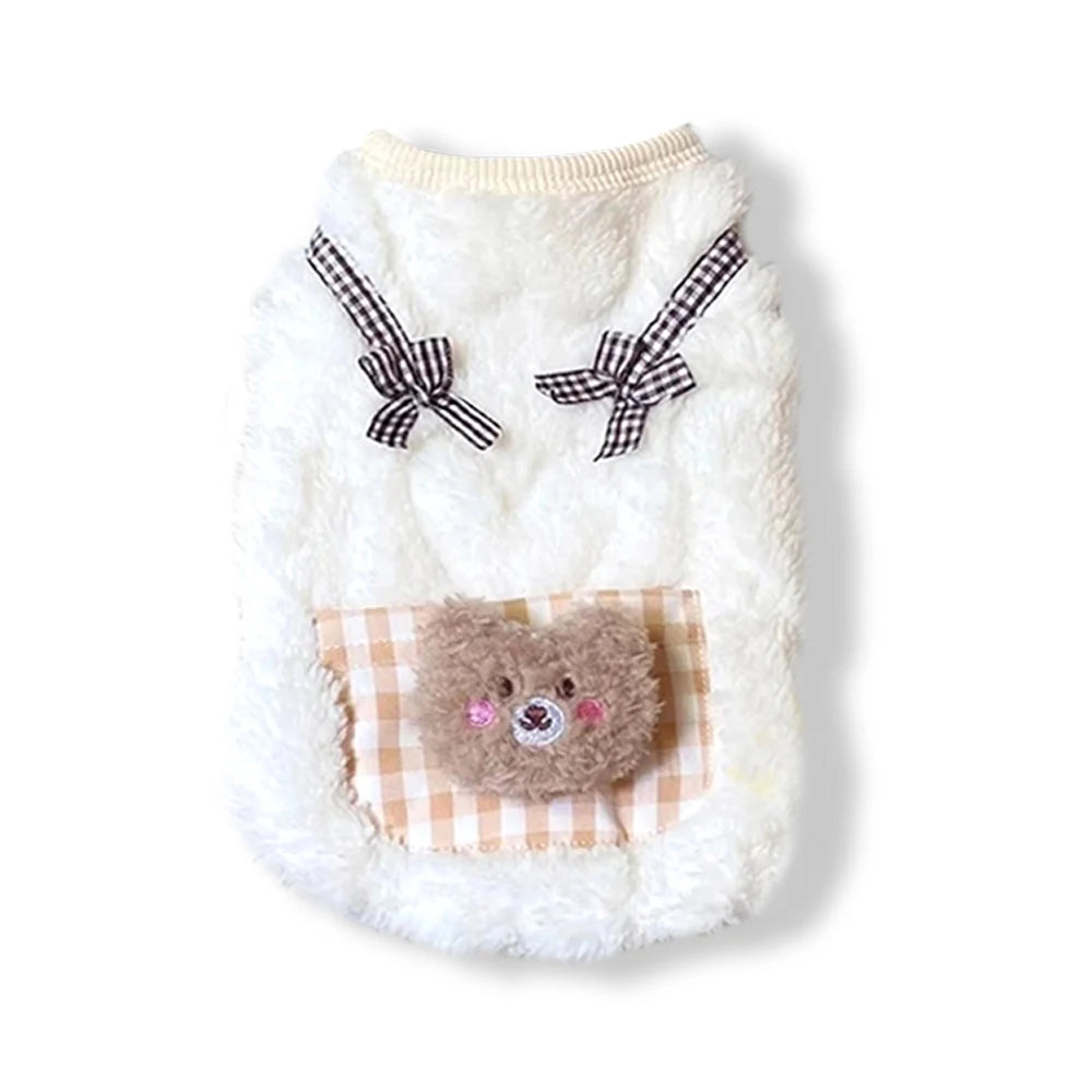 Cozy Plush Pet Vest Warm Fleece Dog Cat Sleeveless Coat Indoor Outdoor Wear