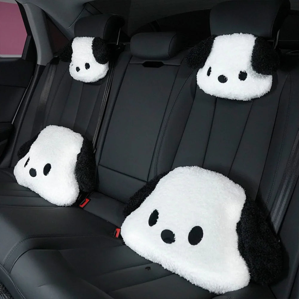 Cute Plush Dog Car Neck Pillow Lumbar Back Support Cushion