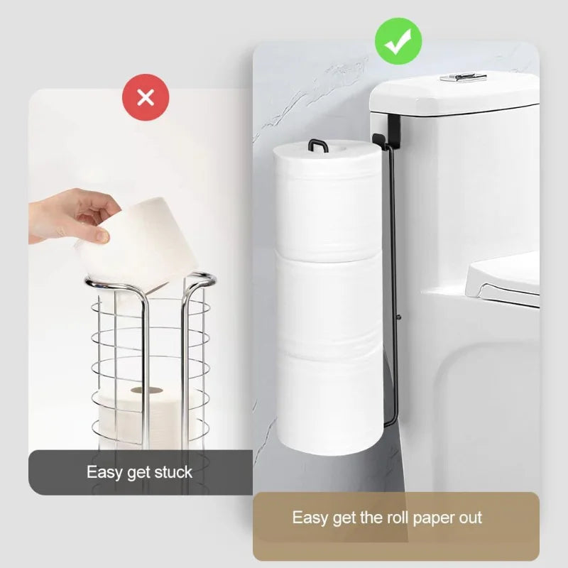 Toilet Paper Holder with Storage Over Tank Wall Mount Bathroom Organizer