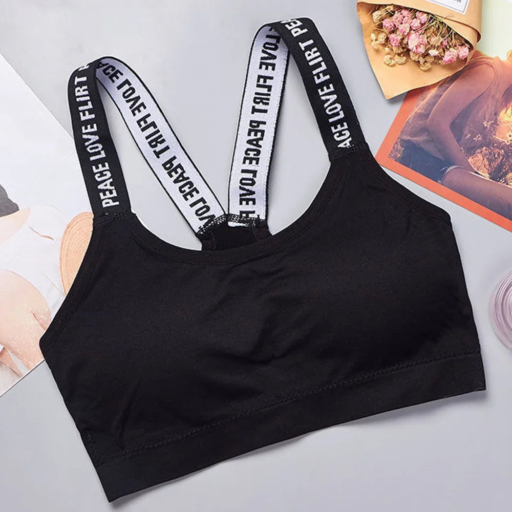 Women Seamless Sports Bra Wide Strap Yoga Fitness Crop Top