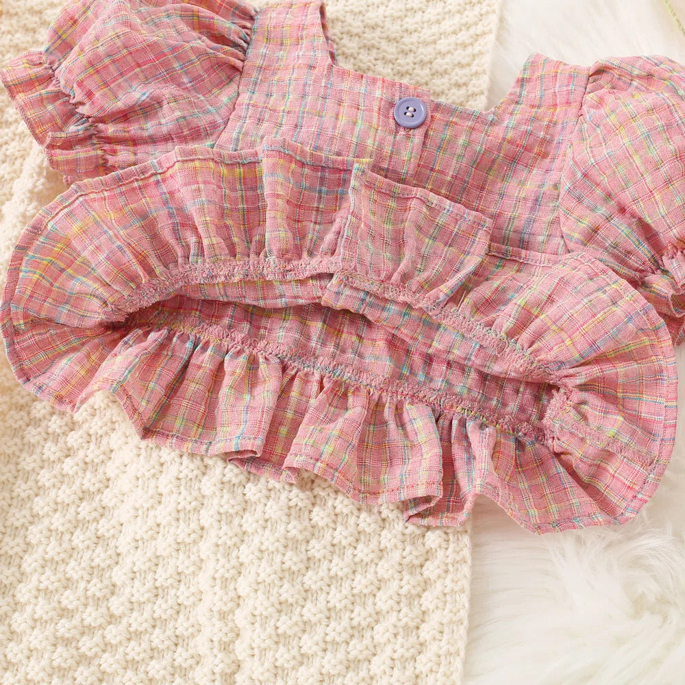 Baby Girl Plaid Summer Top and Shorts Set 0 3 Years