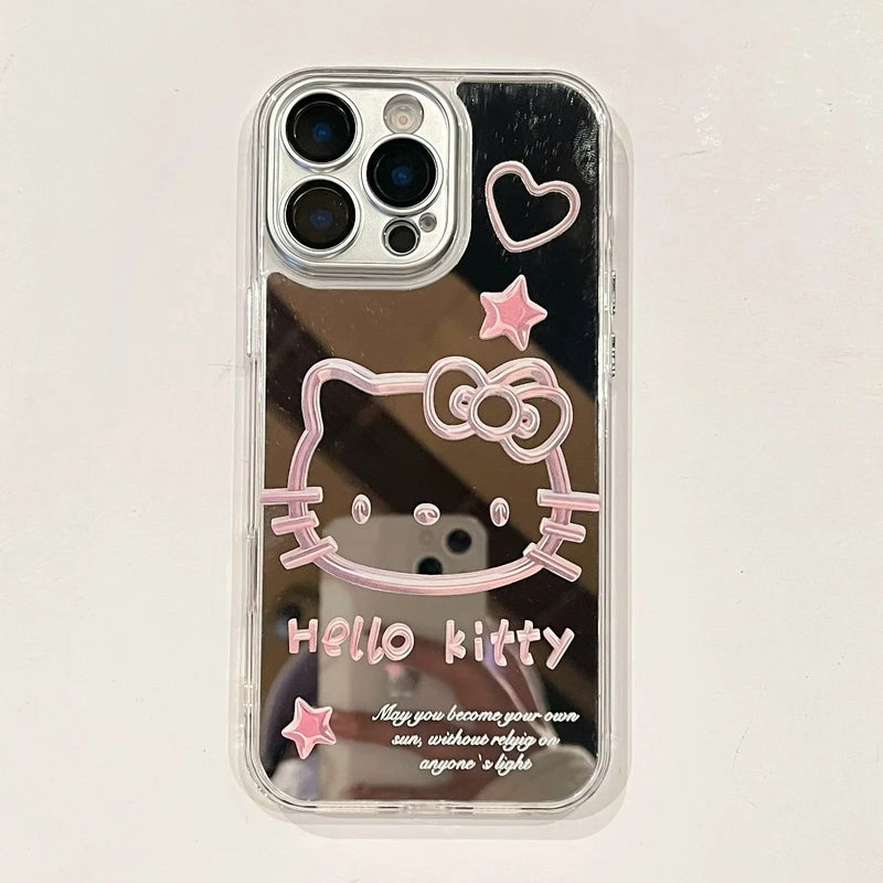 Sanrio Hello Kitty Silver Plating Mirror Cute Cartoon iPhone Case