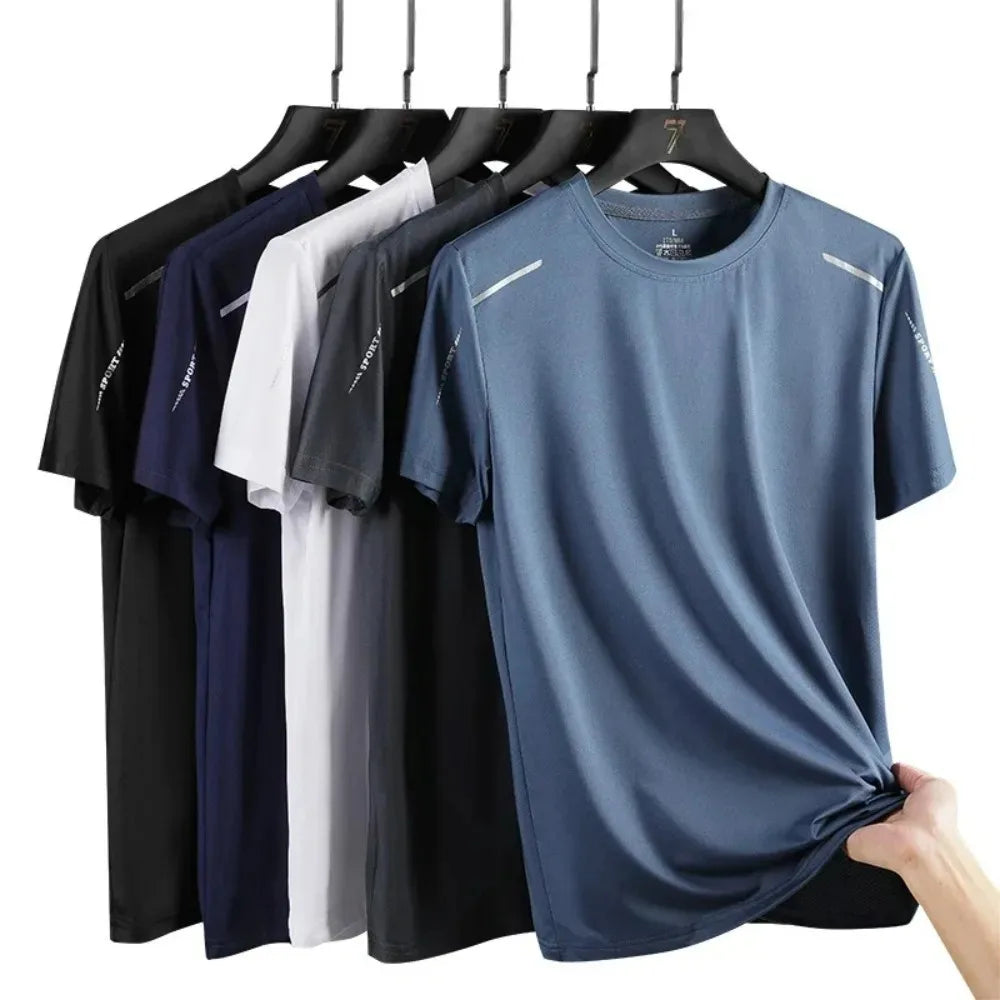 Men Running Quick Dry T Shirt Breathable Outdoor Sports Hiking Fishing Tee