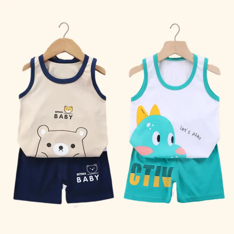 Kids Summer Sleeveless T Shirt and Shorts Set 2pcs
