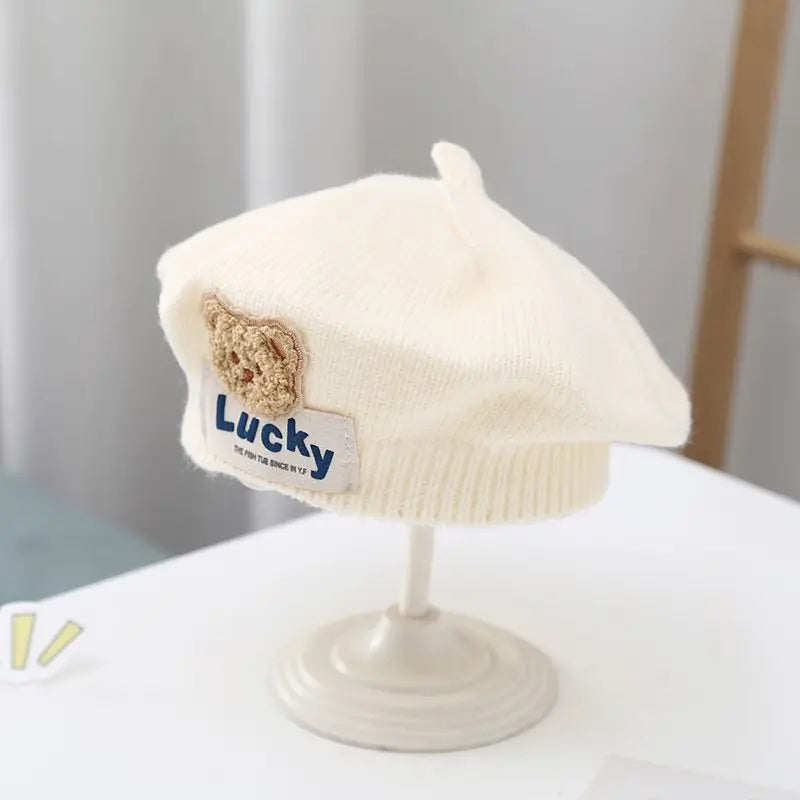 Baby Girl Flower Beret Warm Knit Beanie Hat