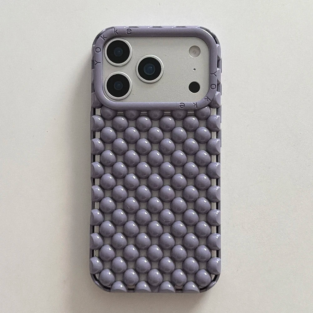 Electroplated Orange 3D Pearl Silicone iPhone Case