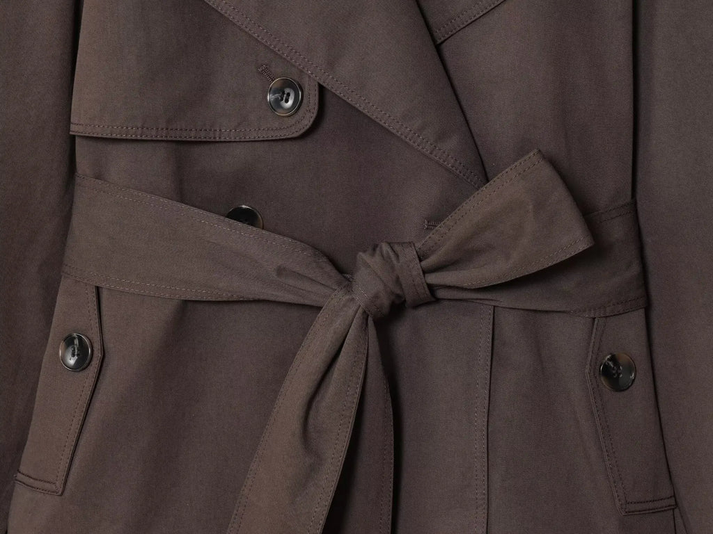 Women Double Breasted Trench Coat British Style Belted Jacket
