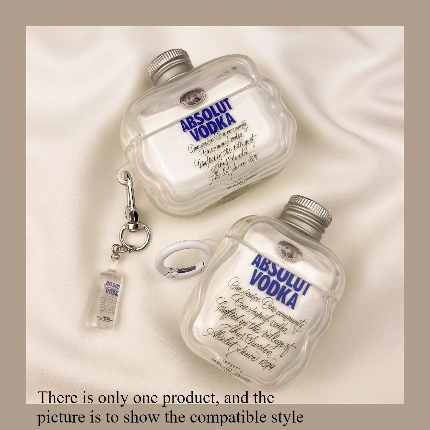 AirPods Pro/Pro 2 Vodka Bottle Case Creative Clear Protective Cover with Keychain