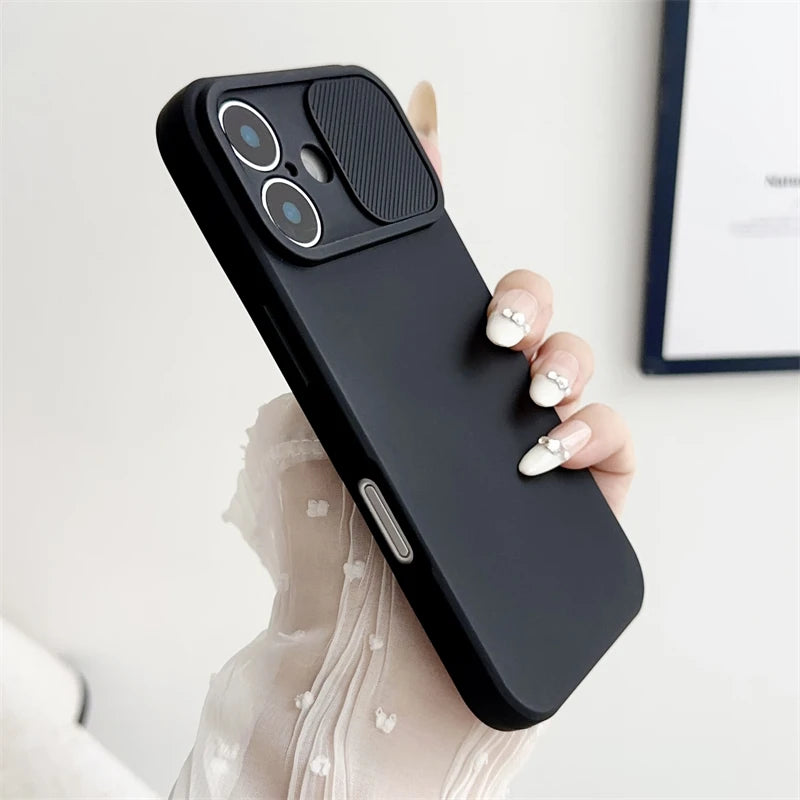 Slide Camera Lens Protection Silicone Shockproof Bumper iPhone Case