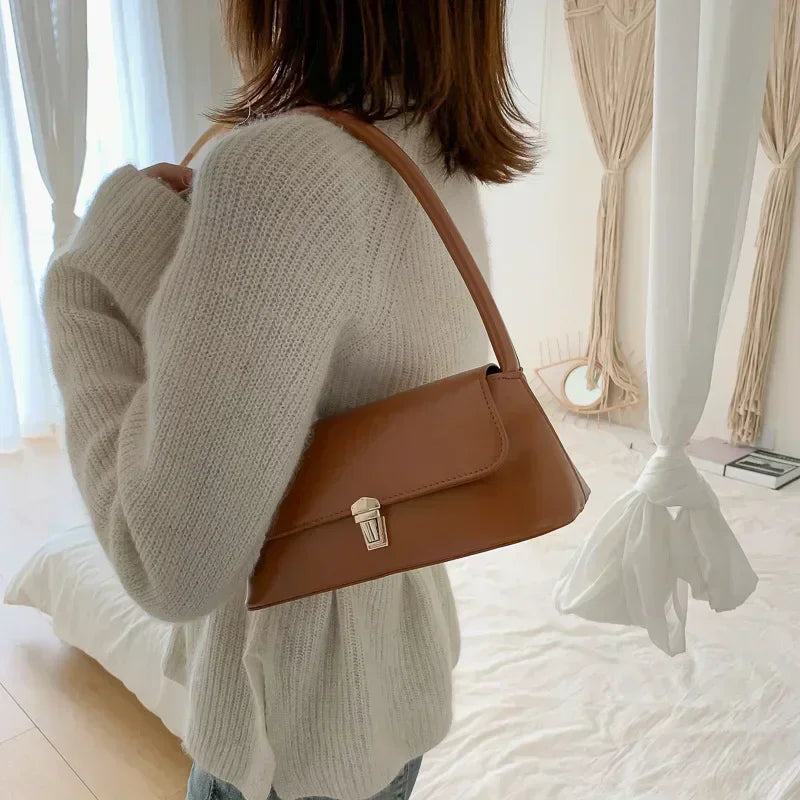 Women Crossbody Underarm Bag Fashion Shoulder Handbag Solid Color 2026