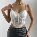 Women Lace Underwire Corset Crop Top Backless Vest