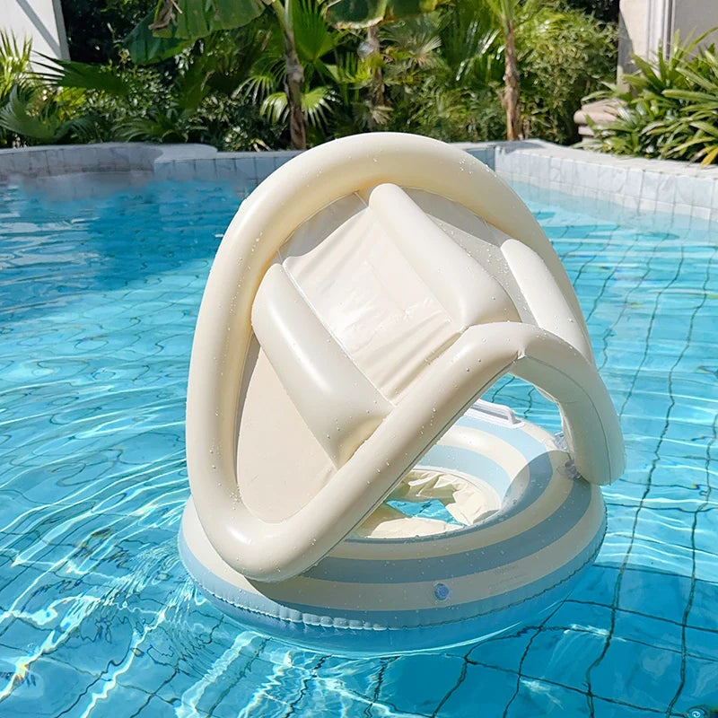 Baby Pool Float Ring with Sunshade Inflatable Swimming Float for 3–36 Months