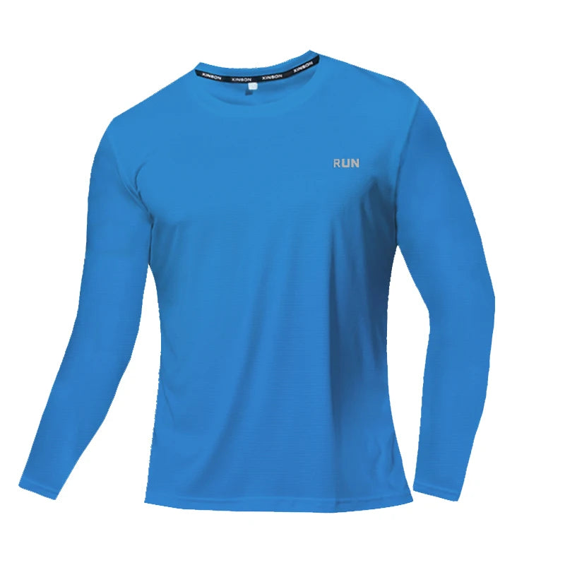 Men Ice Silk Long Sleeve Shirt Quick Dry Sun Protection Running Sports Top