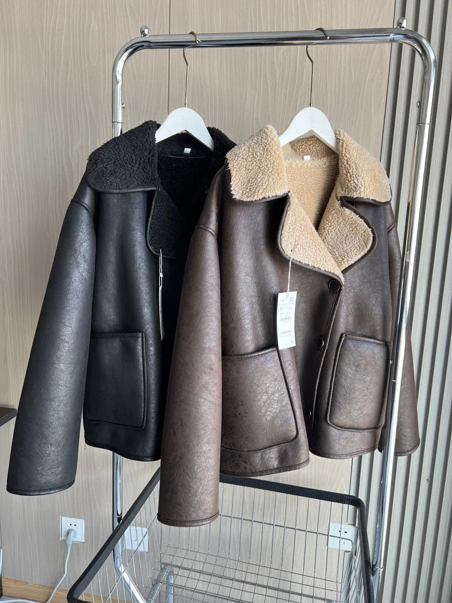 Oversized Double Sided Jacket for Women Warm Winter Coat