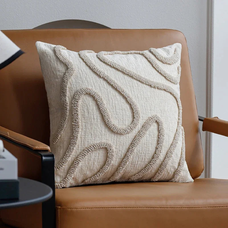 45x45 Boho Chenille Throw Pillow Cover Soft Geometric Cushion Case for Sofa Living Room