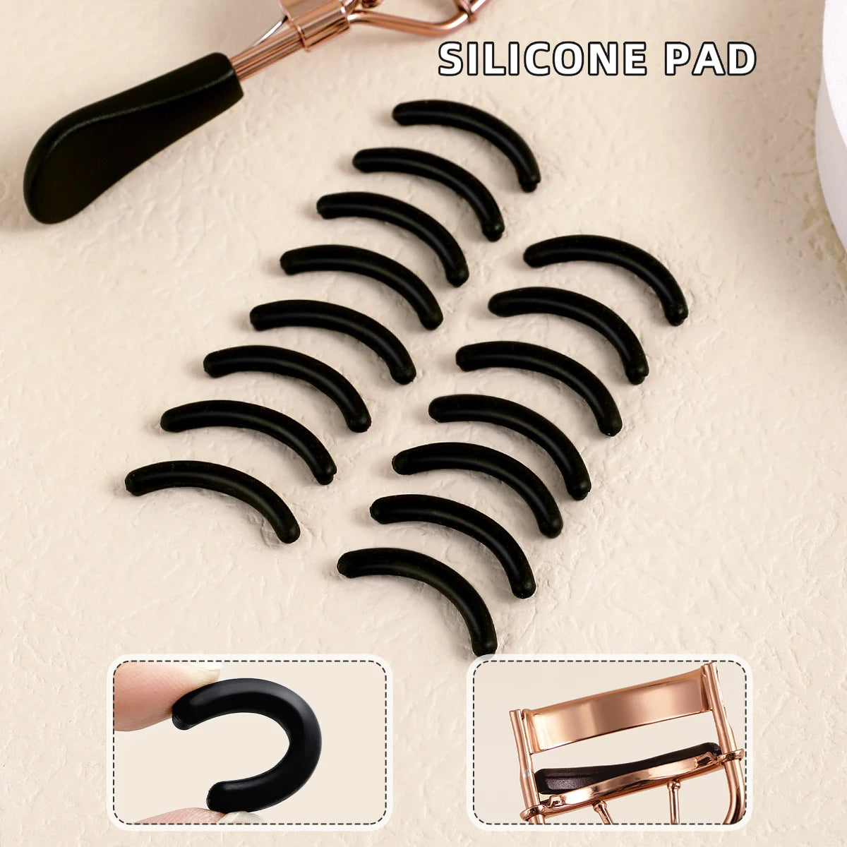 Eyelash Curler Portable Stainless Steel 15 Silicone Pads Lash Curling Tool Extensions