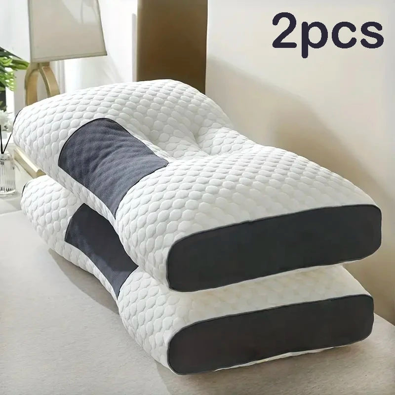 2pcs Ergonomic Neck Support Pillows Adjustable Orthopedic Contour Sleeping Pillow