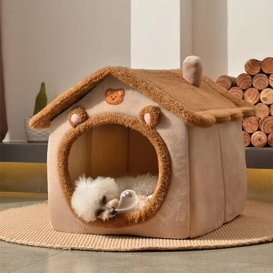 Foldable Washable Pet House Bed for Cats and Small Dogs