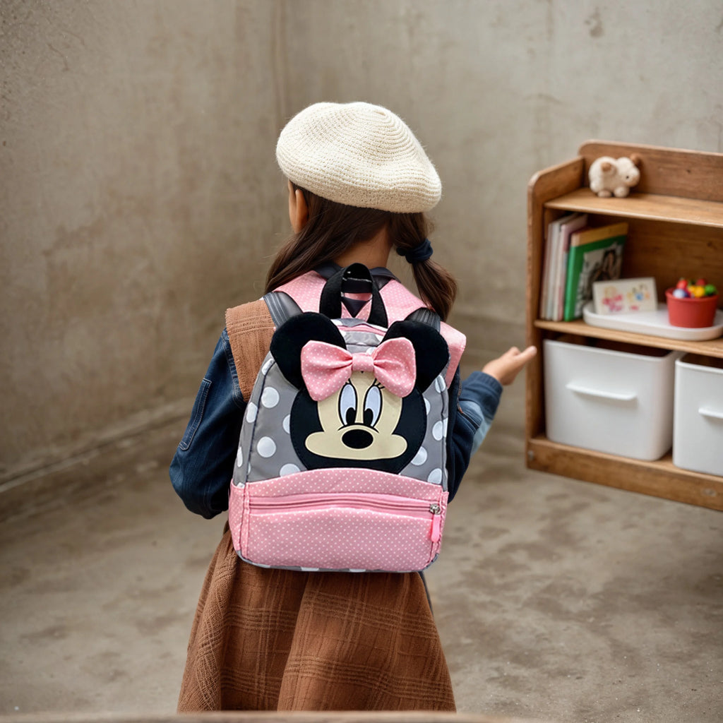 Disney Minnie Kids School Backpack Kawaii Pink Cartoon Schoolbag